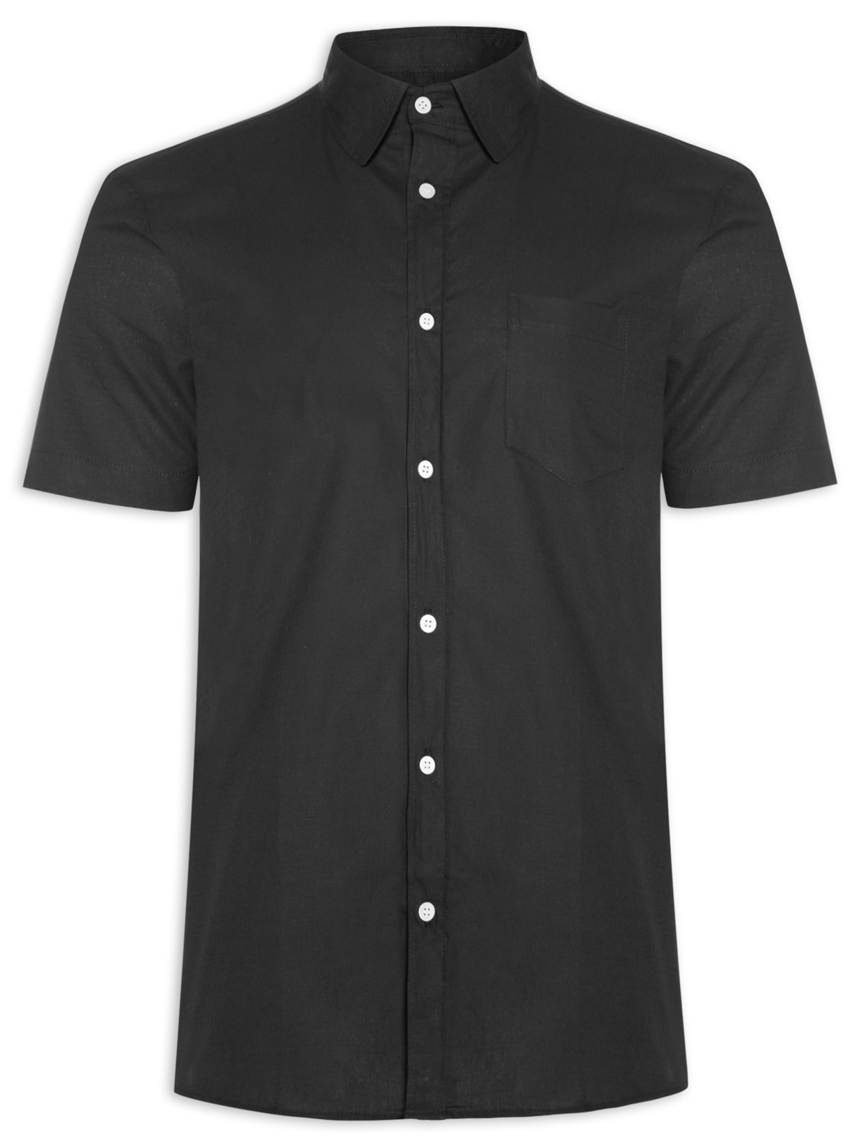 Camisa Masculina Manga Curta Com Bolso - Preto