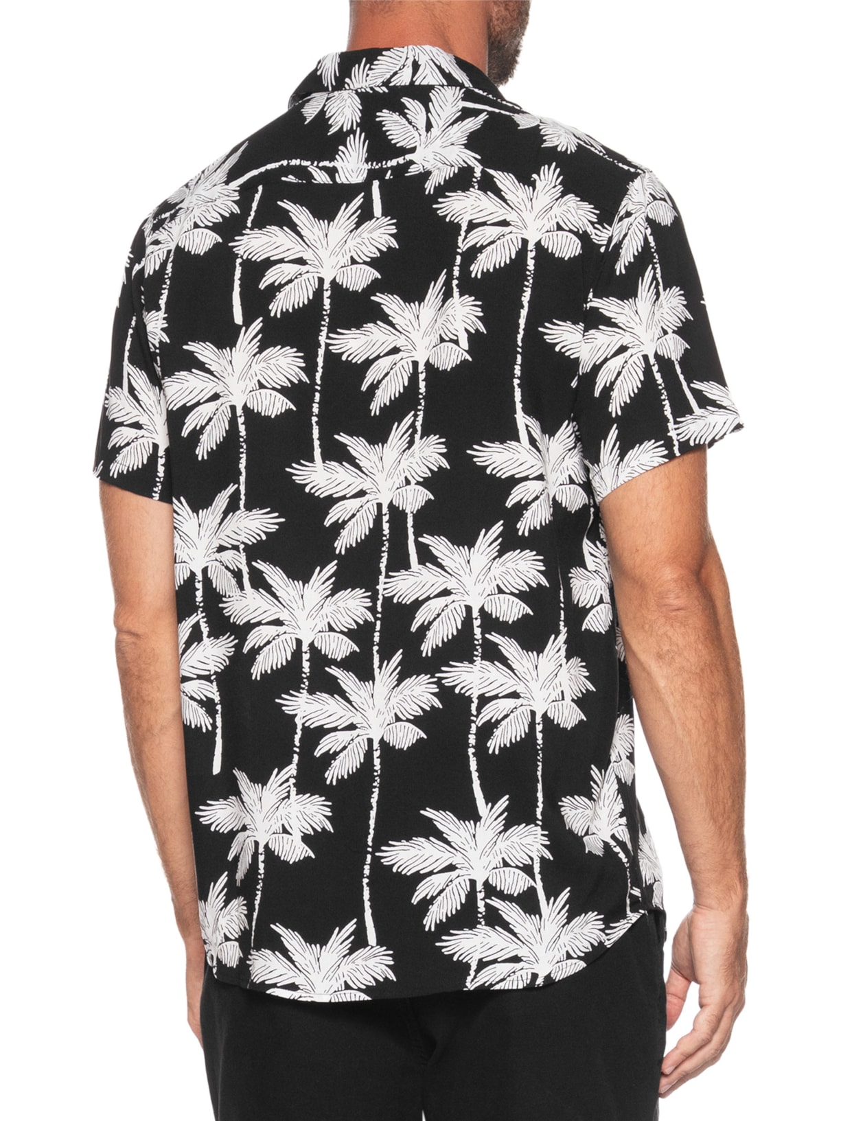 Camisa Masculina Manga Curta Coqueiro Preto Basiq Men