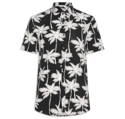 Camisa Masculina Manga Curta Coqueiro - Preto