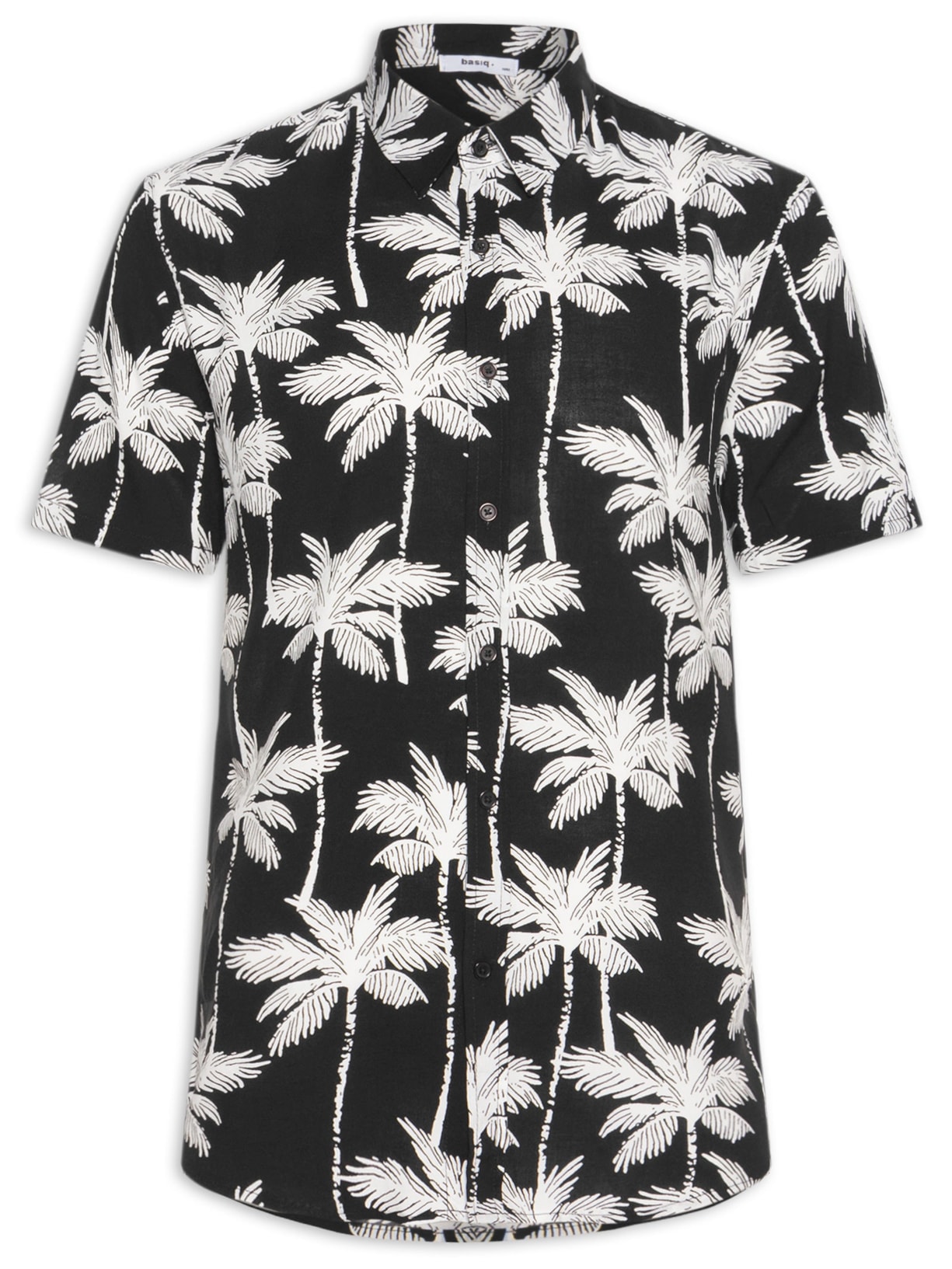 Camisa Masculina Manga Curta Coqueiro - Preto