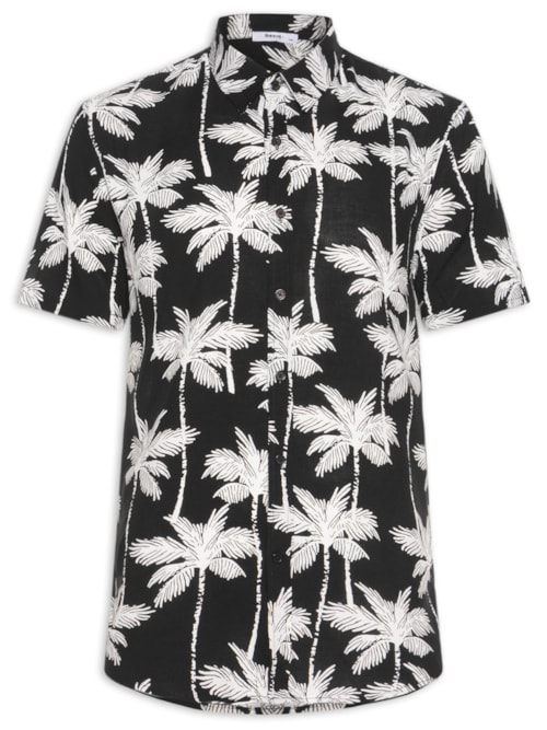Camisa Masculina Manga Curta Coqueiro - Preto