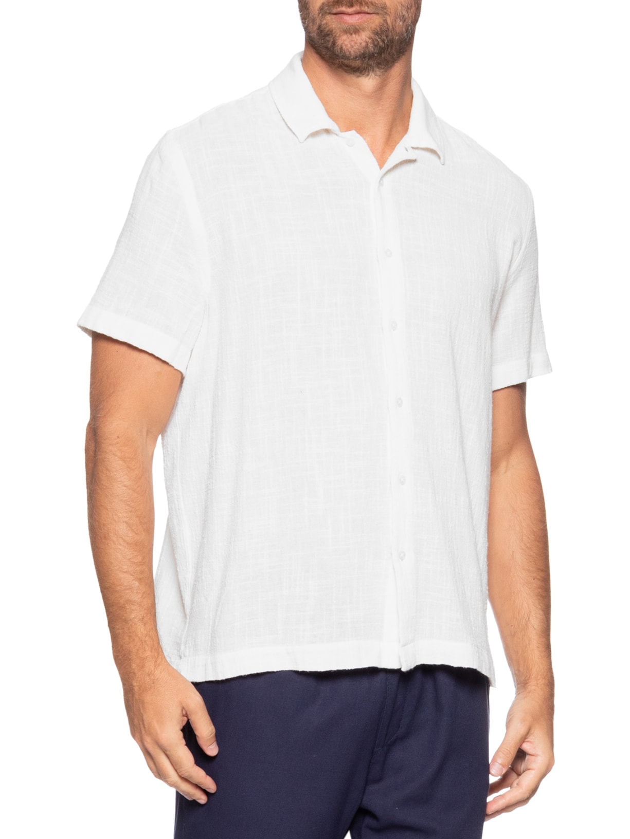 Camisa Masculina Manga Curta Cotton Branco Osklen