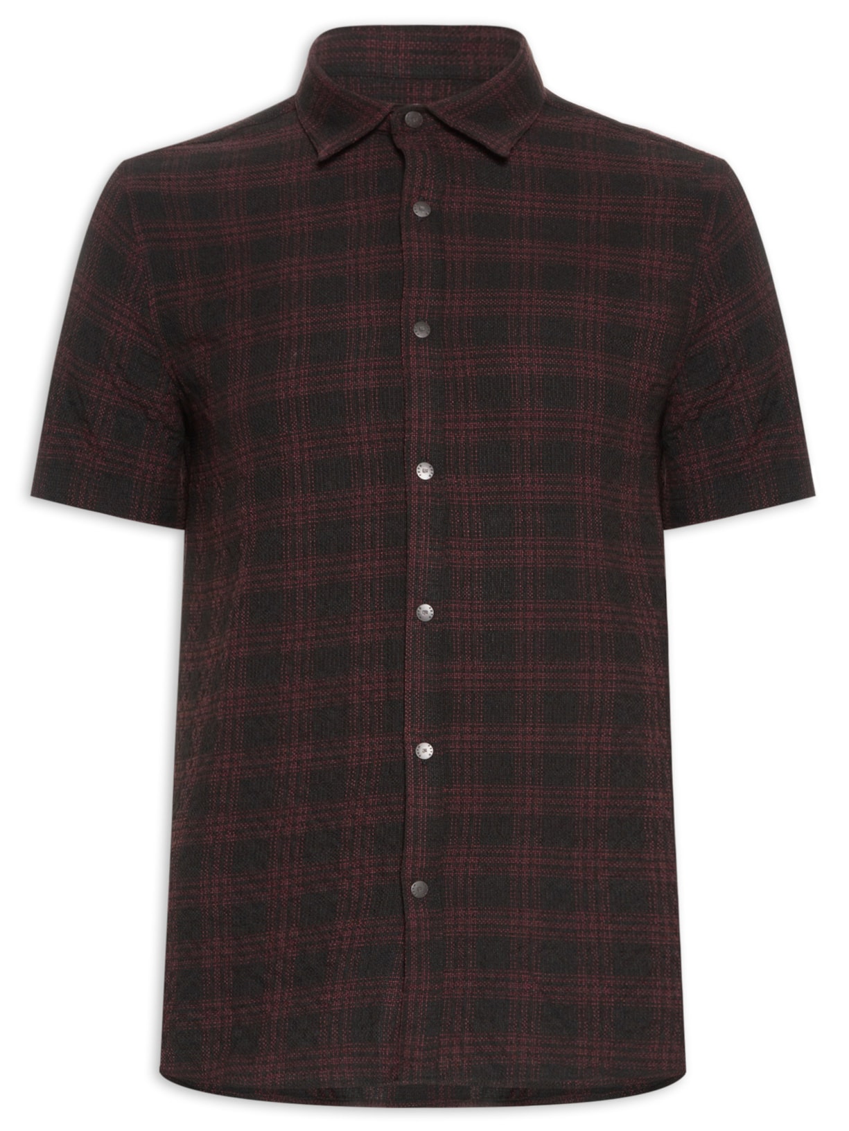 Camisa Masculina Manga Curta Crepe Xadrez Henrique - Preto