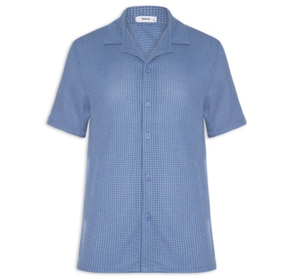 Camisa Masculina Manga Curta Em Tricot - Azul