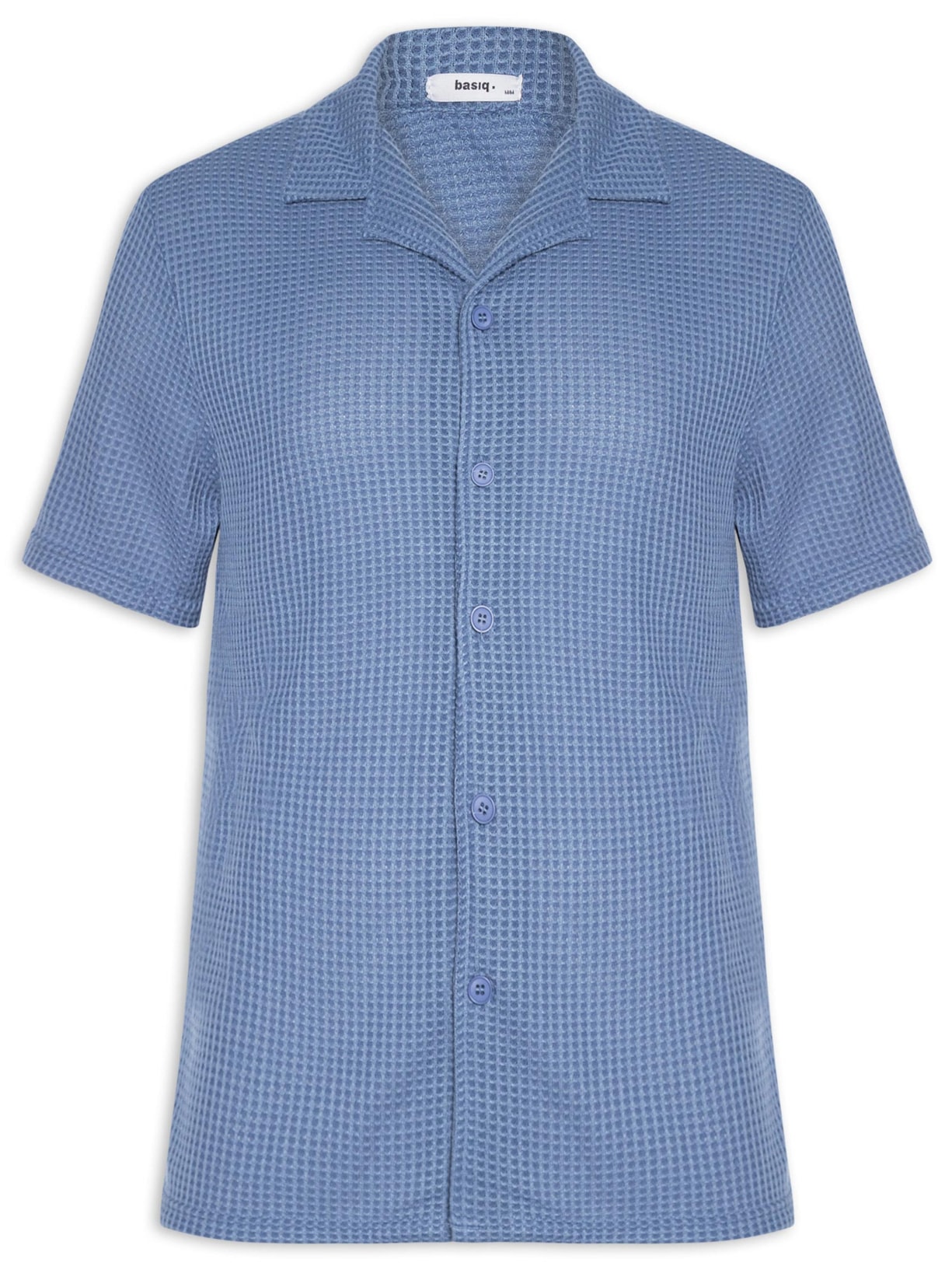 Camisa Masculina Manga Curta Em Tricot - Azul