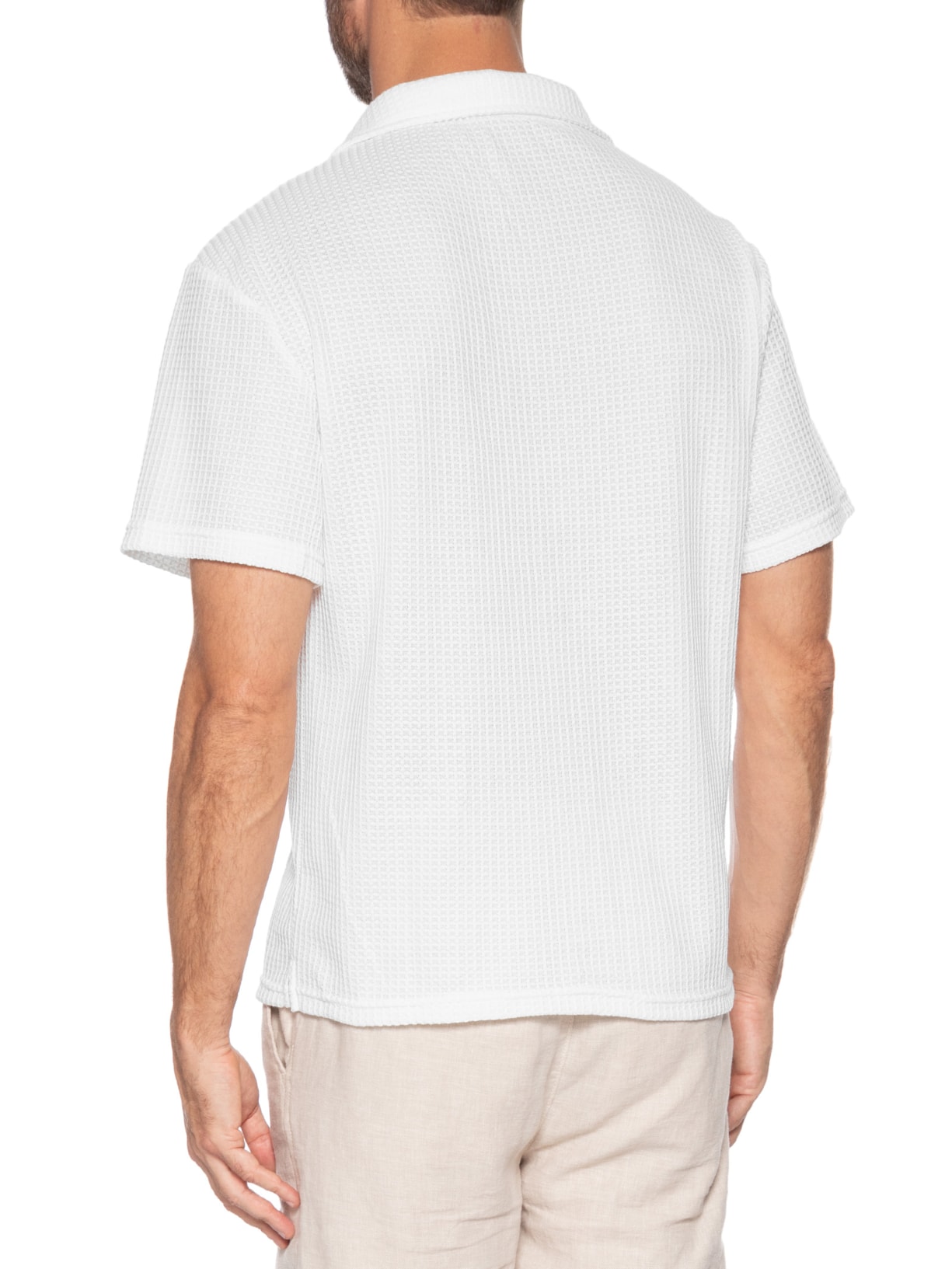 Camisa Masculina Manga Curta Em Tricot Branco Basiq Men