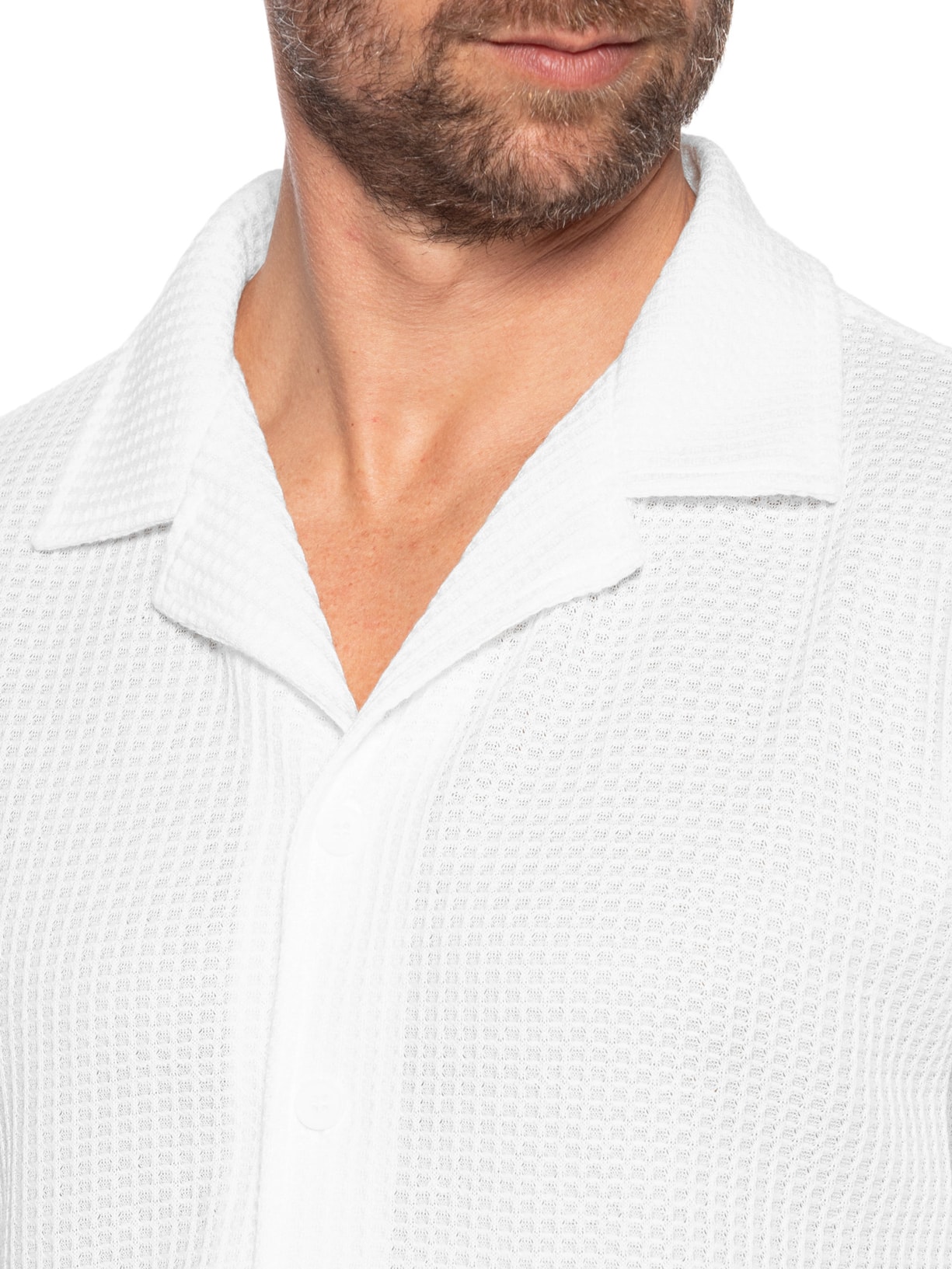 Camisa Masculina Manga Curta Em Tricot Branco Basiq Men