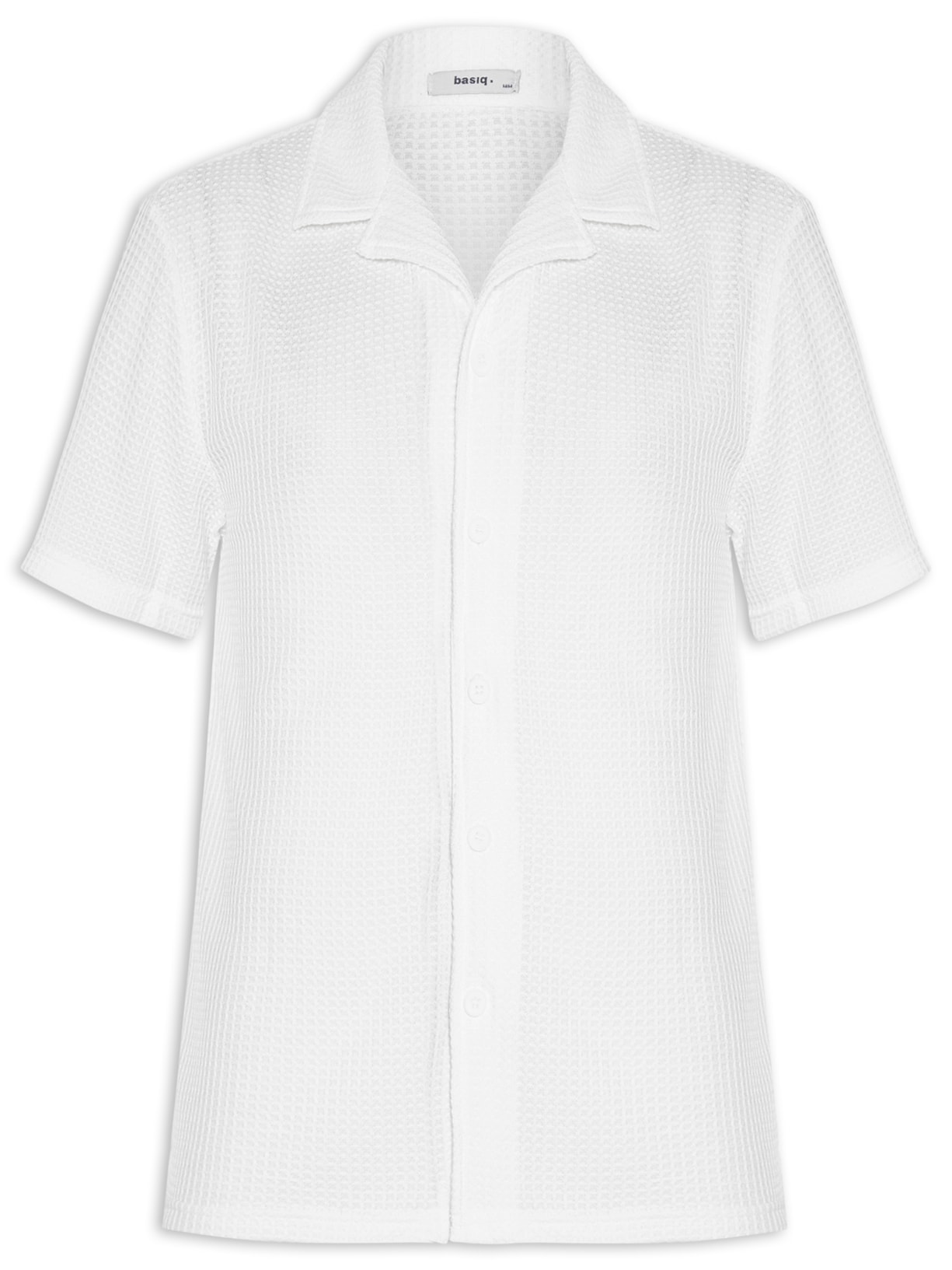 Camisa Masculina Manga Curta Em Tricot Branco Basiq Men