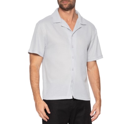 Camisa Masculina Manga Curta Em Tricot - Cinza
