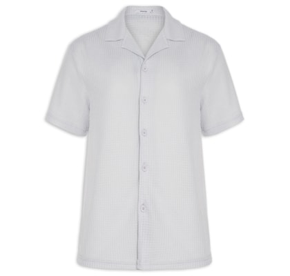 Camisa Masculina Manga Curta Em Tricot - Cinza