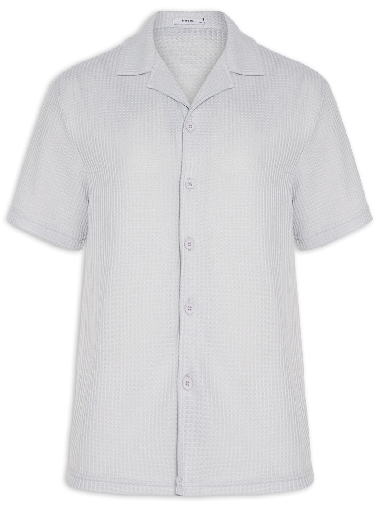 Camisa Masculina Manga Curta Em Tricot - Cinza