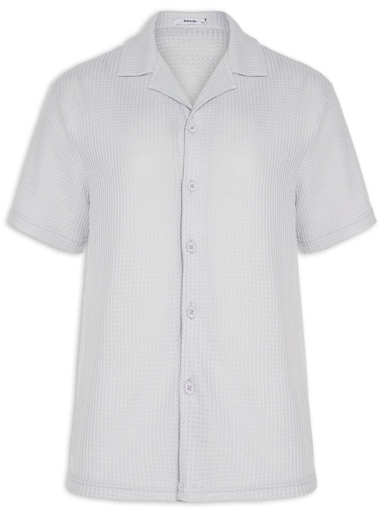 Camisa Masculina Manga Curta Em Tricot Cinza Basiq Men