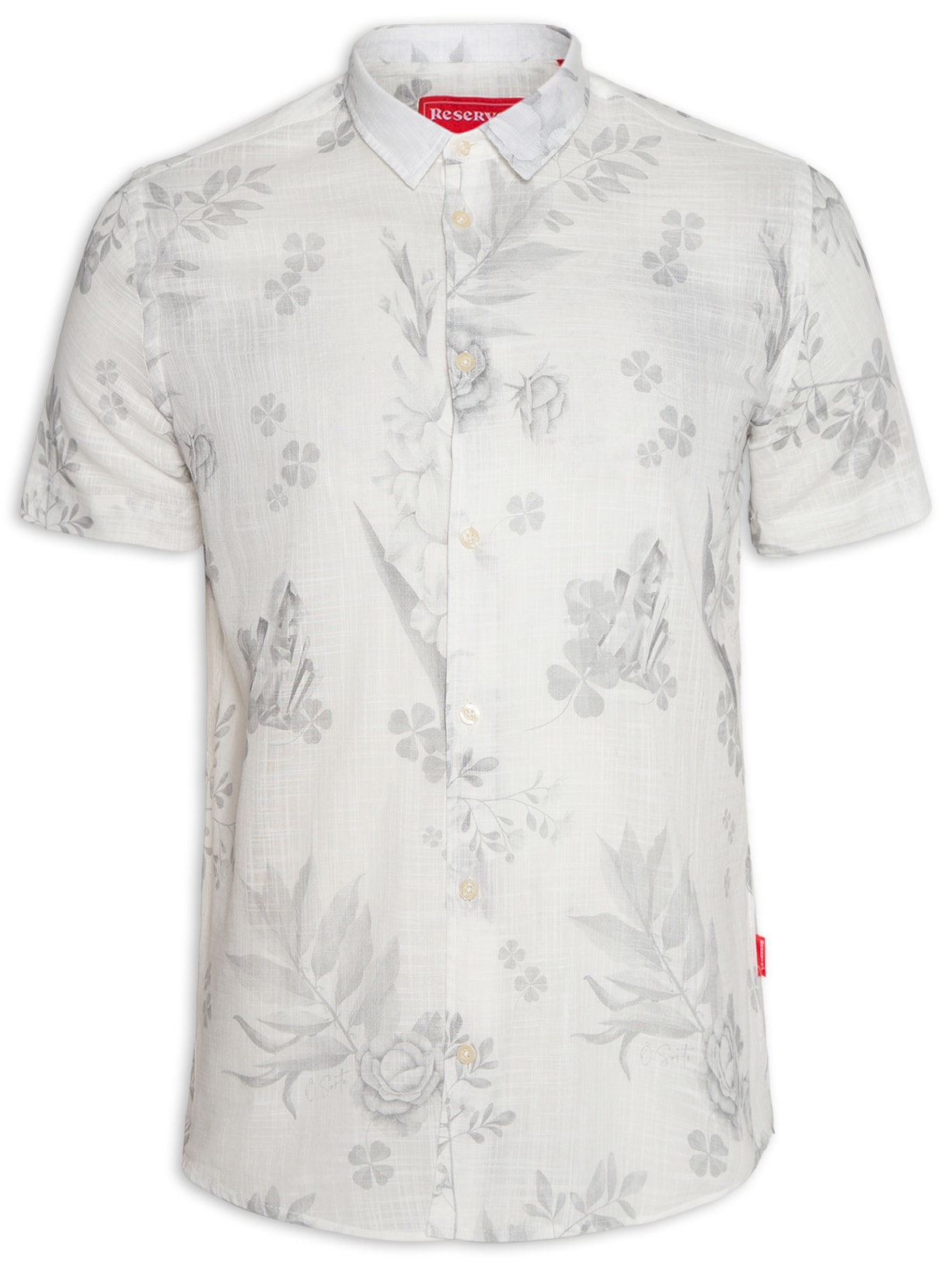 Camisa Masculina Manga Curta Estampada Ano Novo - Off-white