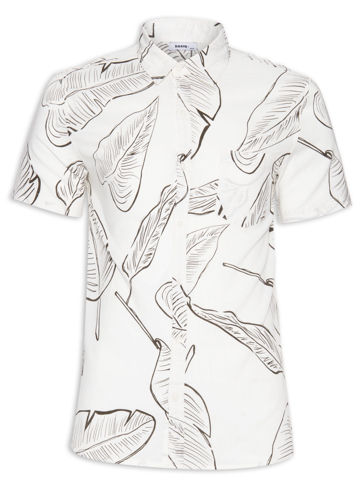 Camisa Masculina Manga Curta Estampada Floral - Off White