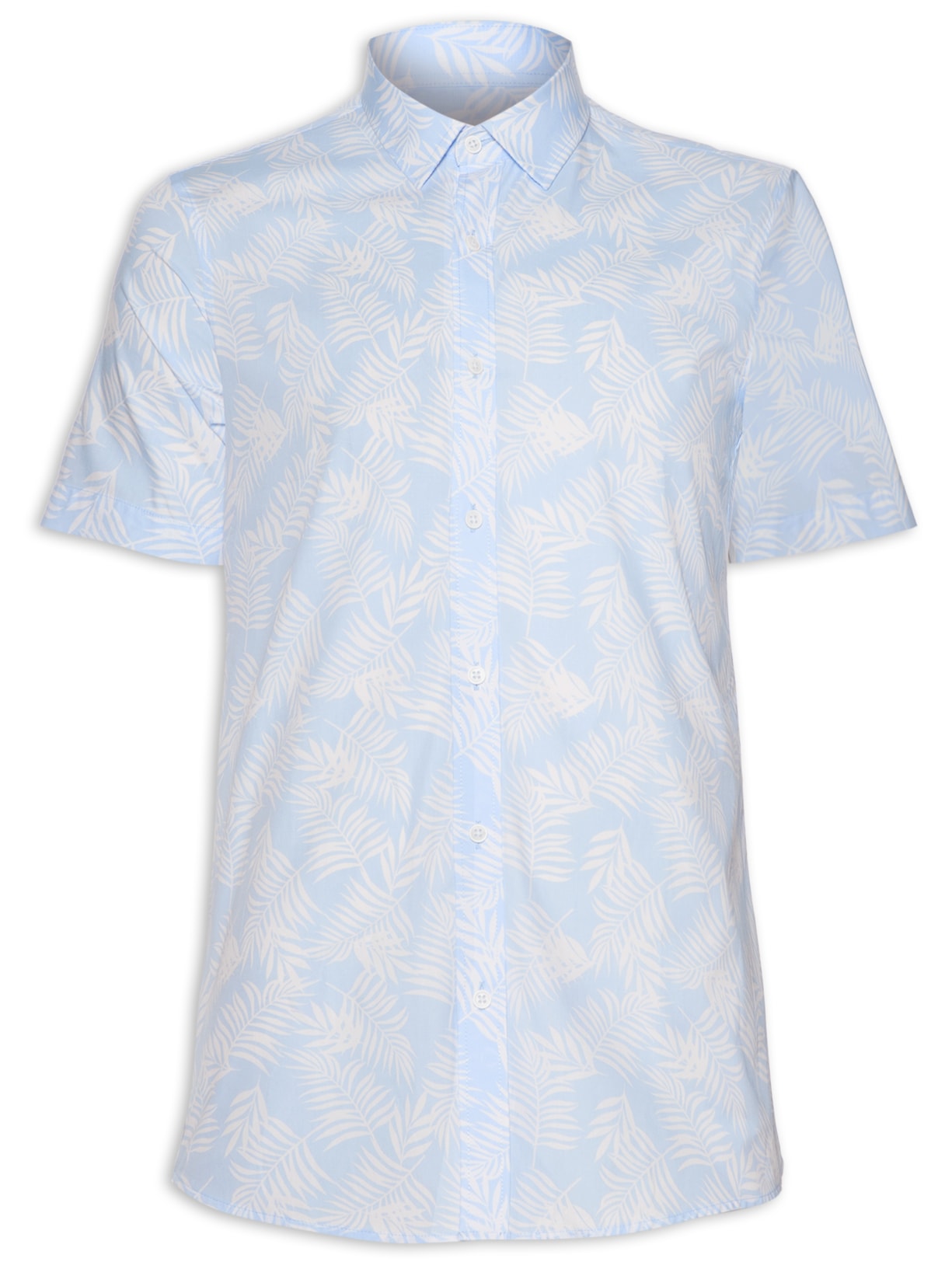 Camisa Masculina Manga Curta Estampada Floral Regular - Azul