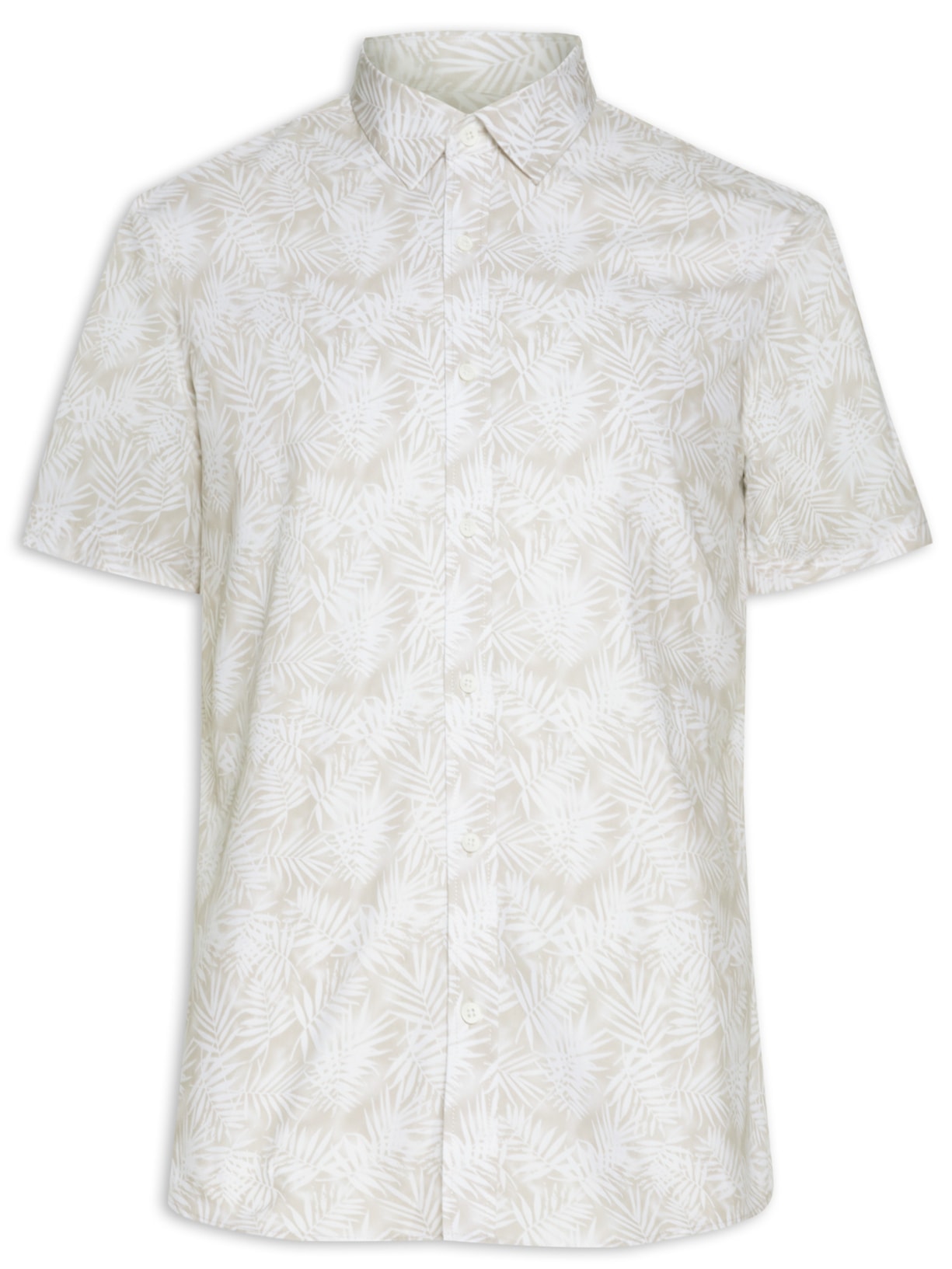 Camisa Masculina Manga Curta Estampada Floral Regular - Marrom