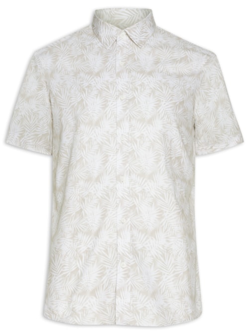 Camisa Masculina Manga Curta Estampada Floral Regular - Marrom
