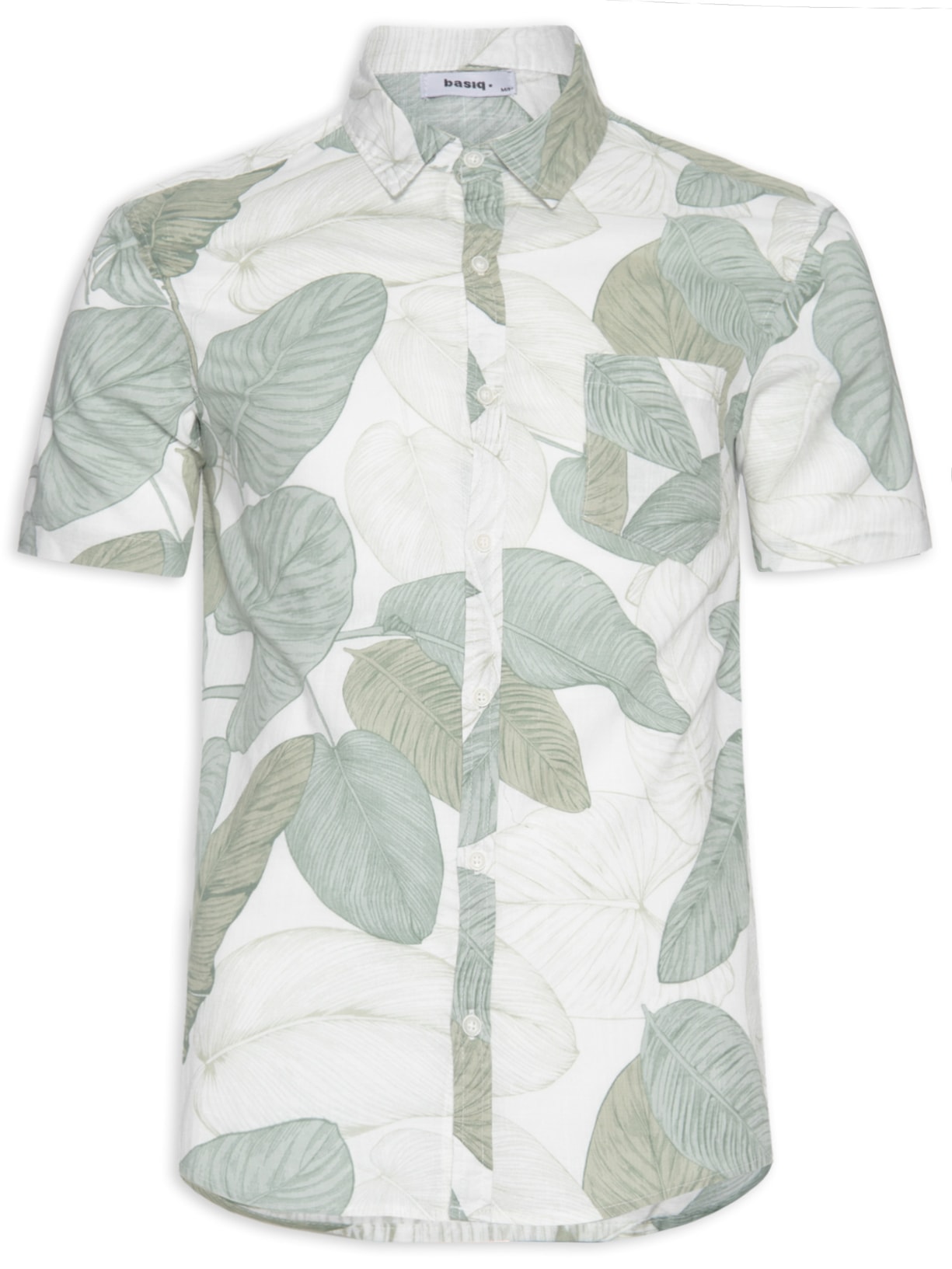 Camisa Masculina Manga Curta Estampada Floral - Verde