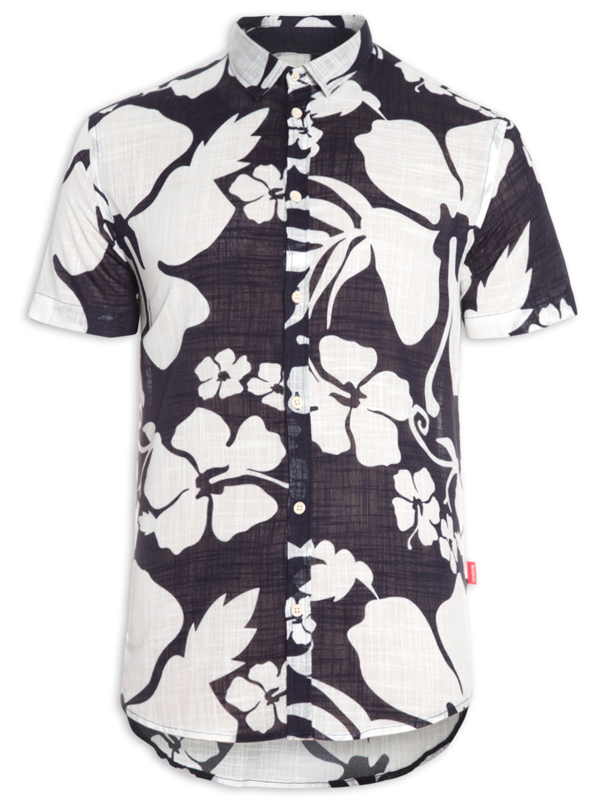 Camisa Masculina Manga Curta Estampada Hibisco Mahalo Hame - Azul