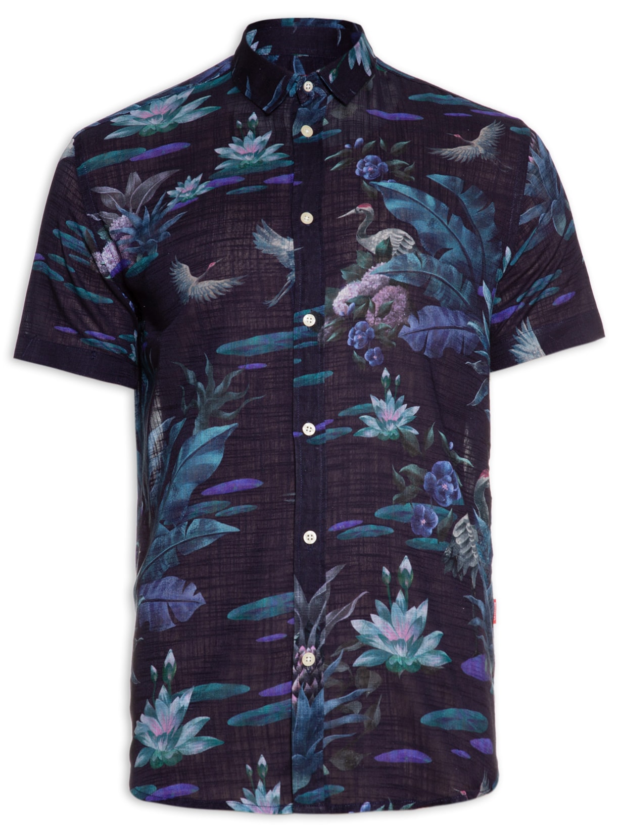 Camisa Masculina Manga Curta Estampada Mizu - Azul