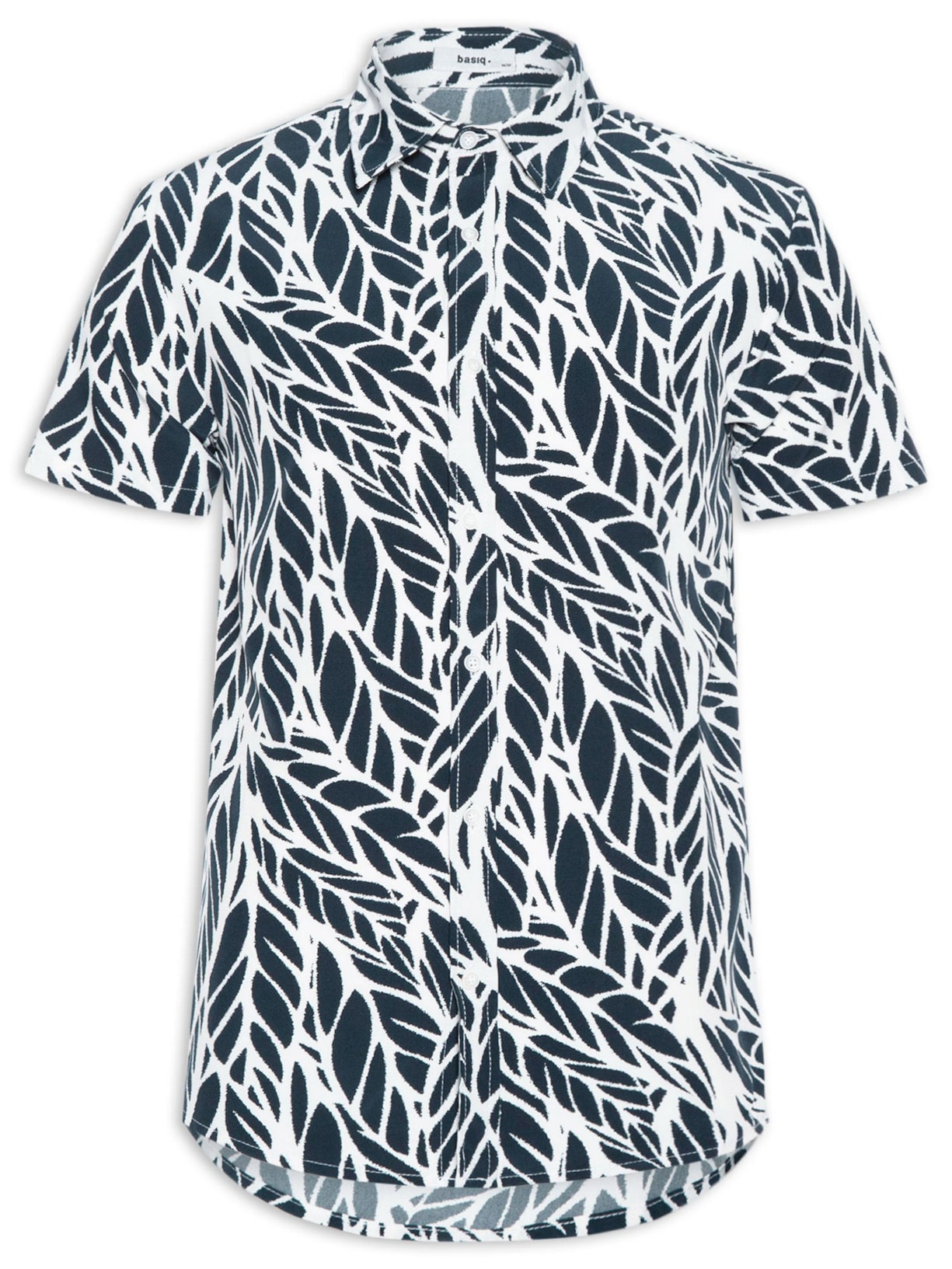 Camisa Masculina Manga Curta Estampada - Preto