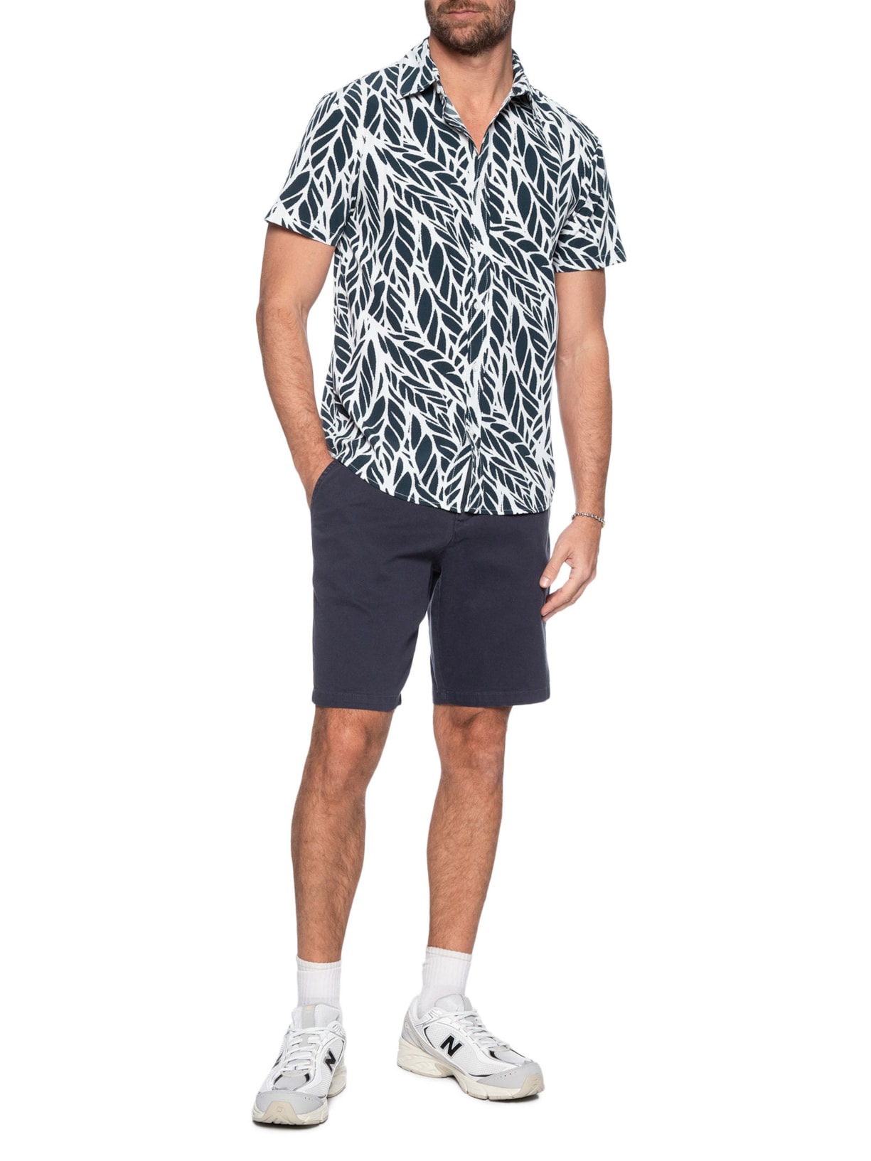 Camisa Masculina Manga Curta Estampada Preto Basiq Men