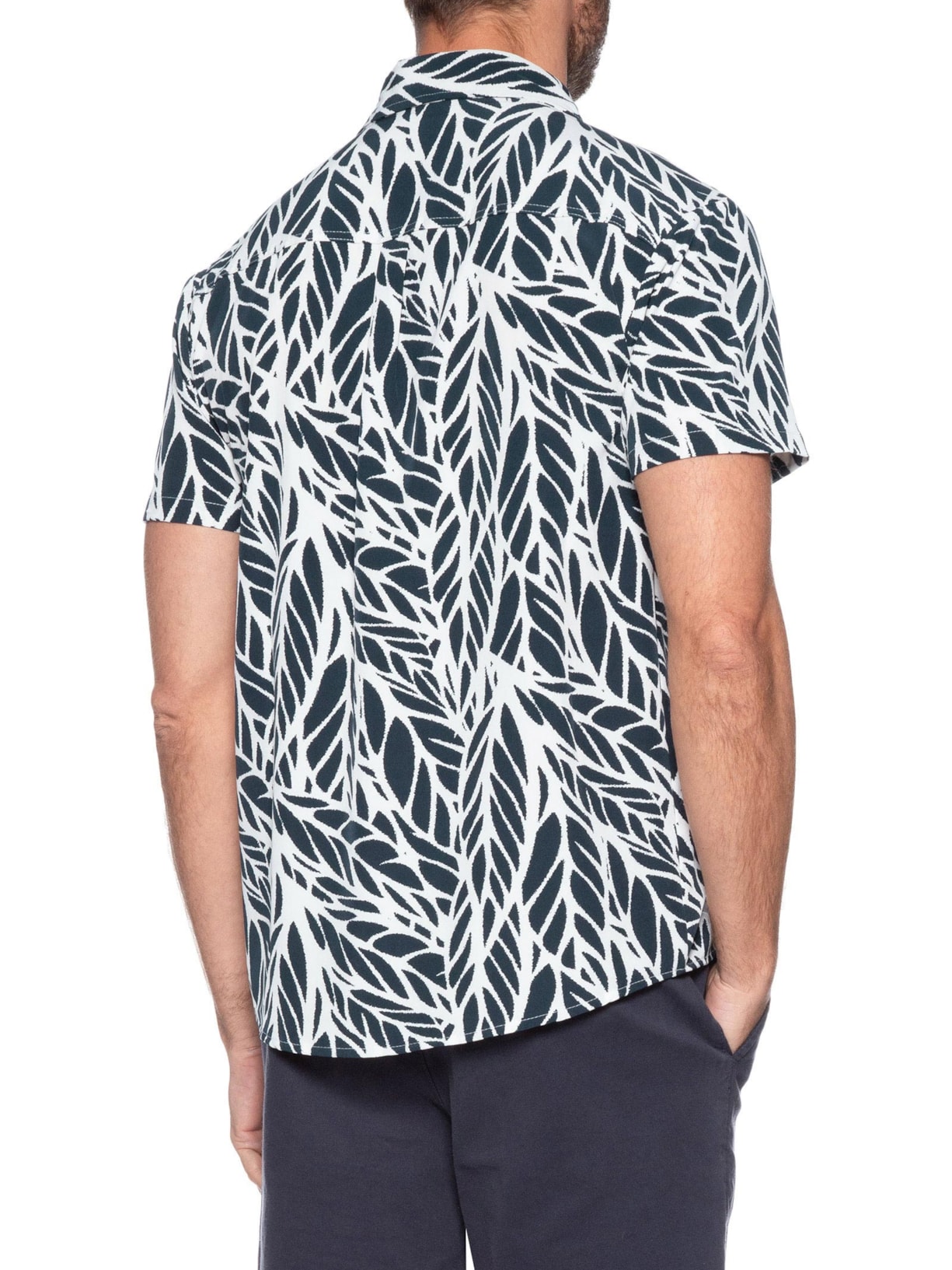 Camisa Masculina Manga Curta Estampada Preto Basiq Men