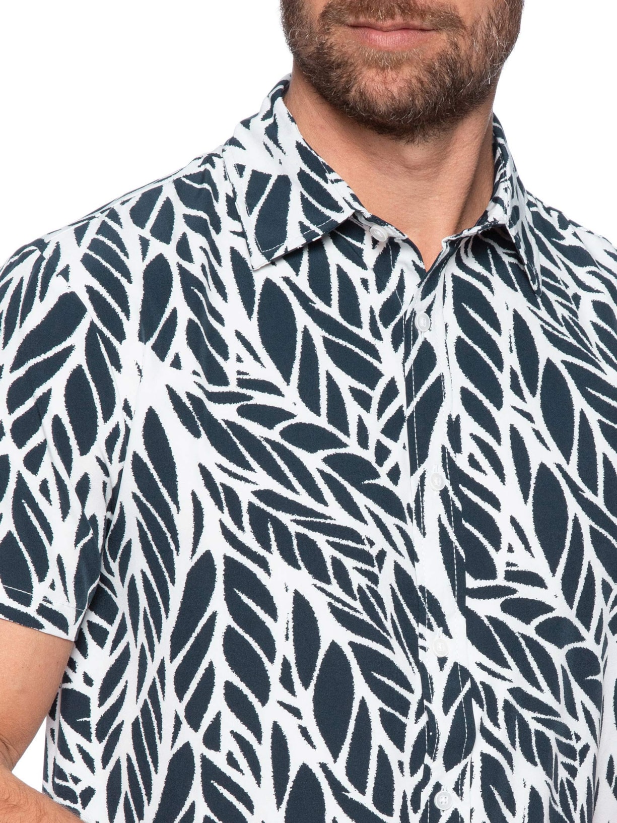 Camisa Masculina Manga Curta Estampada Preto Basiq Men