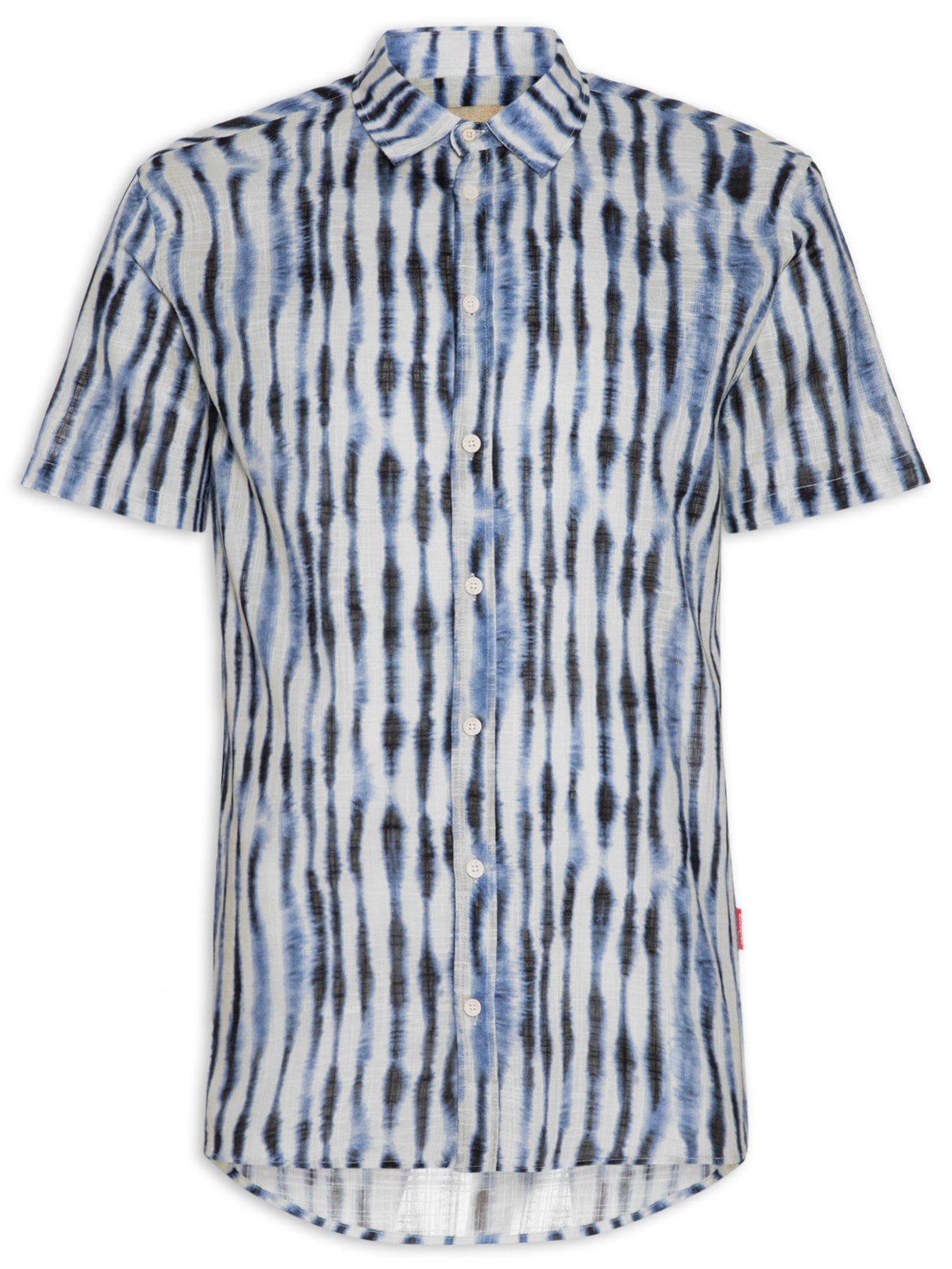 Camisa Masculina Manga Curta Estampada Shibori - Azul