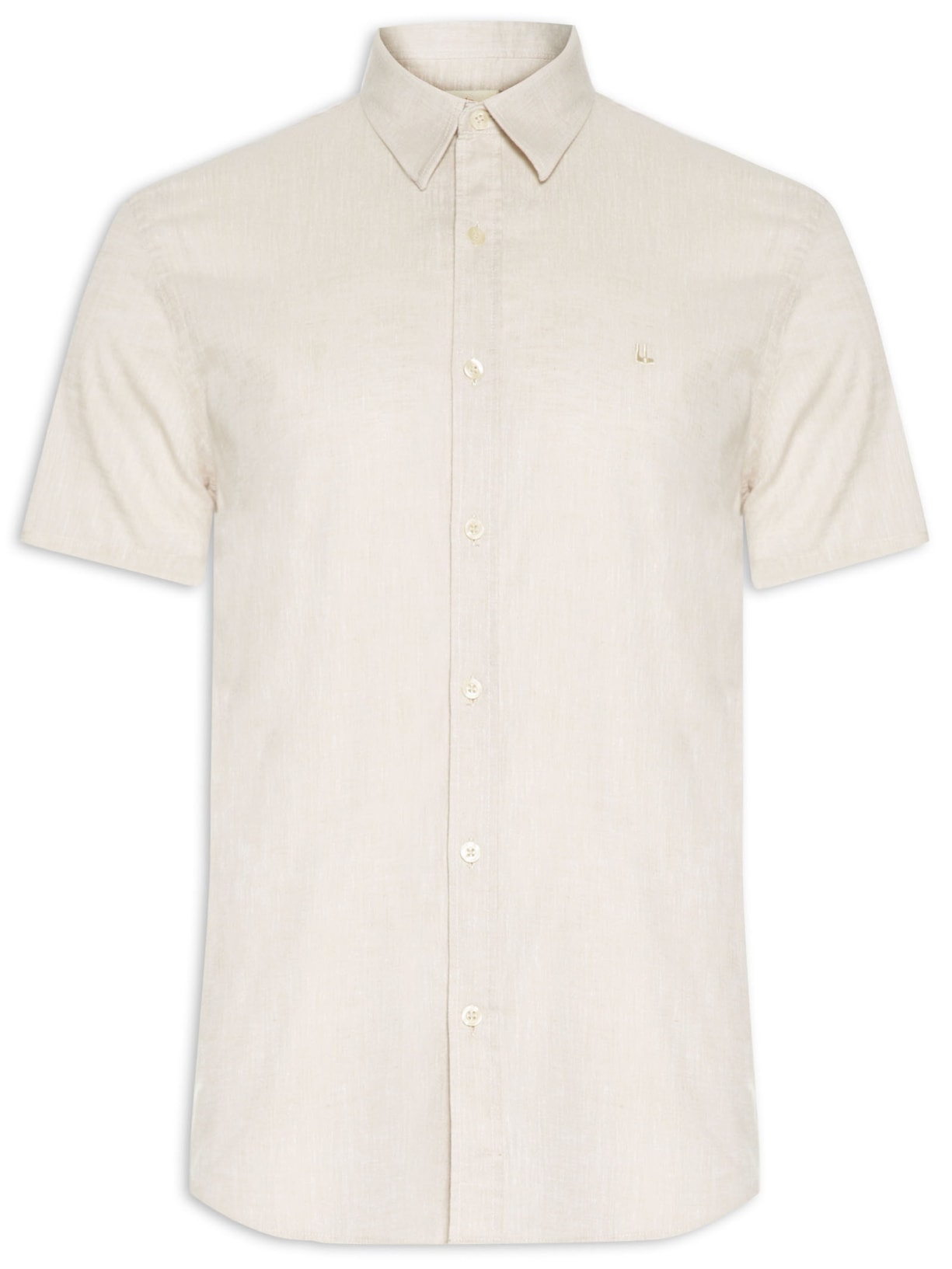 Camisa Masculina Manga Curta Fio Tinto Color - Bege