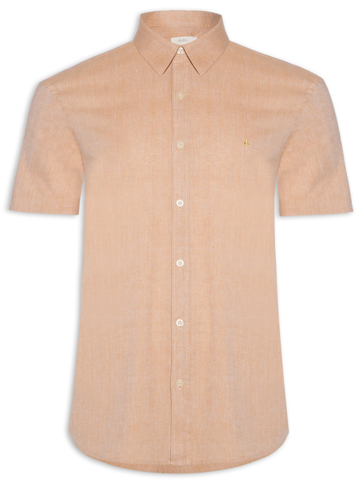 Camisa Masculina Manga Curta Fio Tinto Color - Laranja