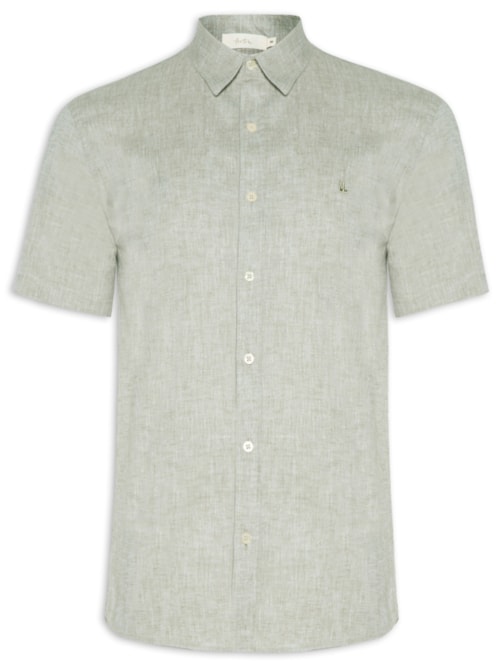 Camisa Masculina Manga Curta Fio Tinto Color - Verde