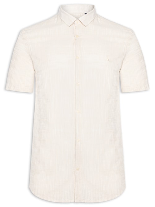 Camisa Masculina Manga Curta Flame Leve - Bege