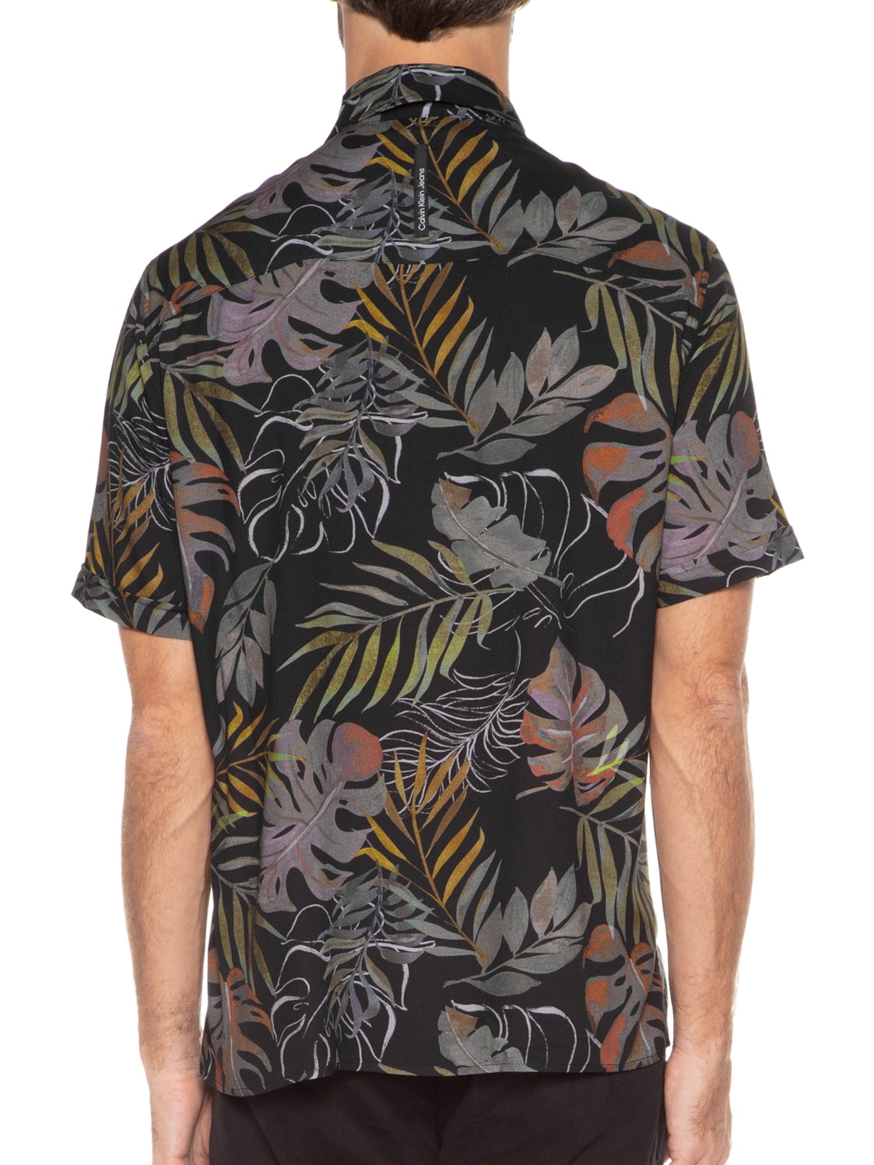 Camisa Masculina Manga Curta Folhagem Verde Calvin Klein Jeans