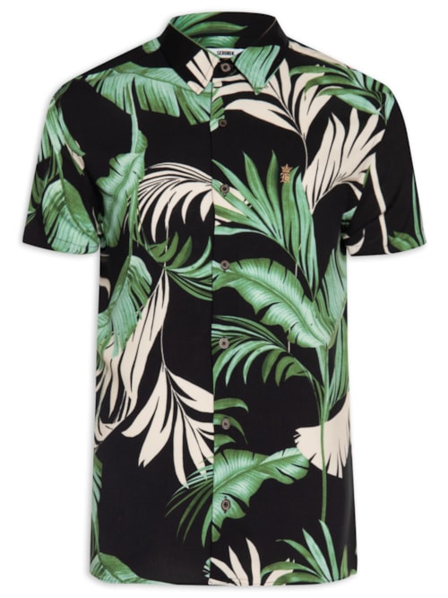 Camisa Masculina Manga Curta Garden Green - Preto