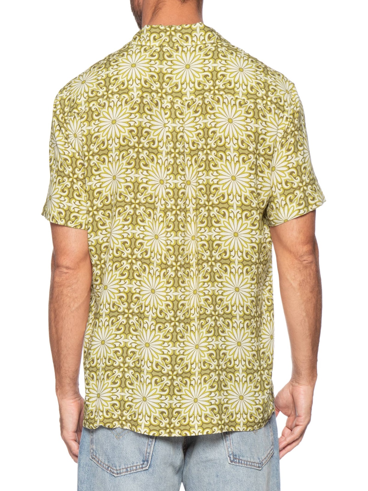 Camisa Masculina Manga Curta Garden Tile Amarelo Osklen