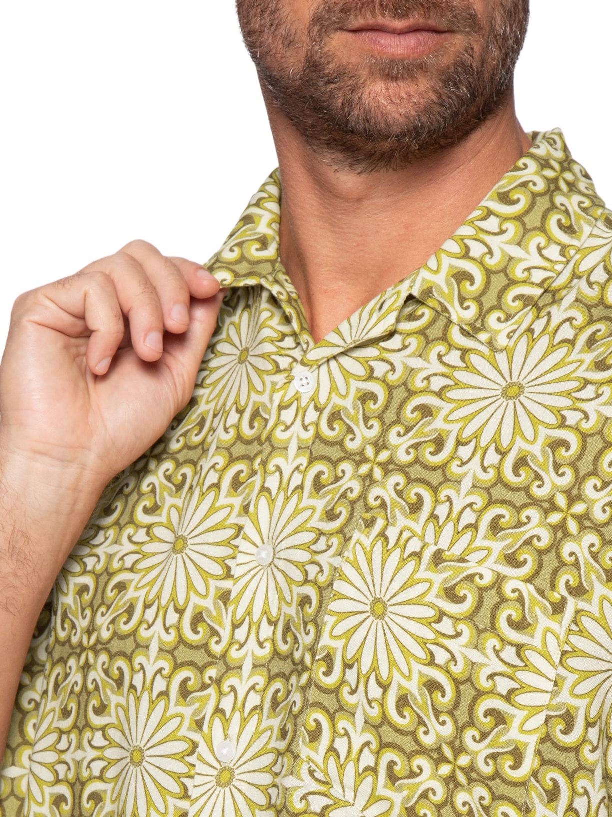 Camisa Masculina Manga Curta Garden Tile Amarelo Osklen