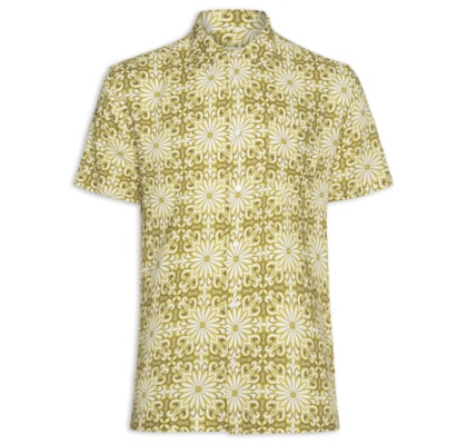 Camisa Masculina Manga Curta Garden Tile - Amarelo