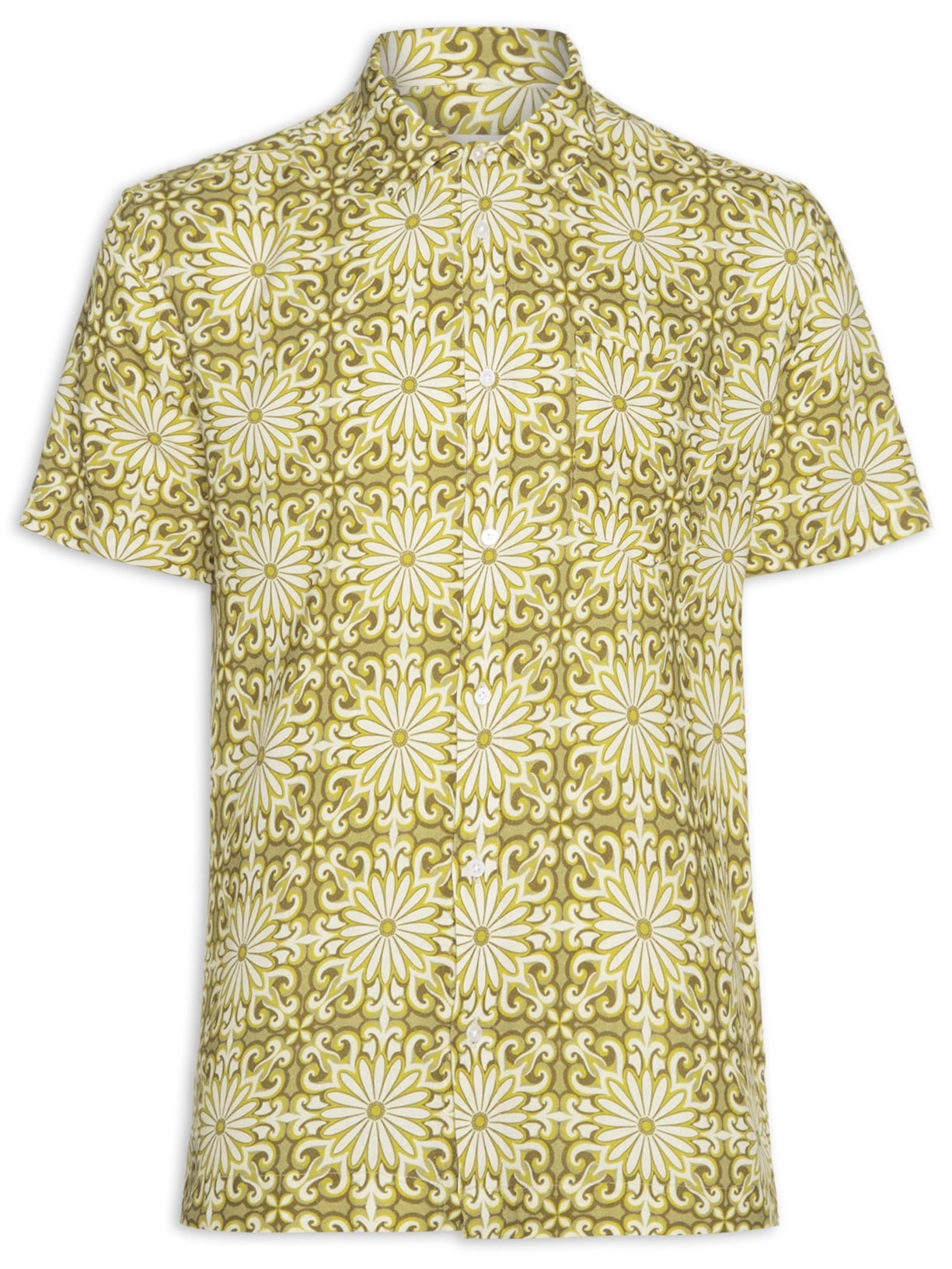 Camisa Masculina Manga Curta Garden Tile - Amarelo