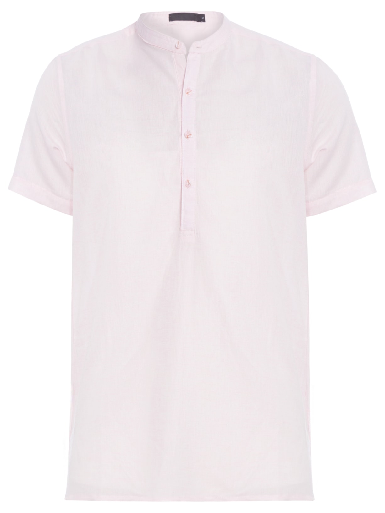 Camisa Masculina Manga Curta Gola Padre de Linho Misto - Rosa
