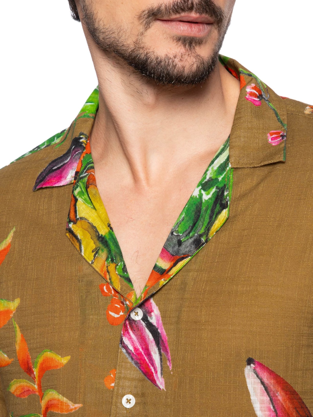 Camisa Masculina Manga Curta Guaraná Marrom Foxton