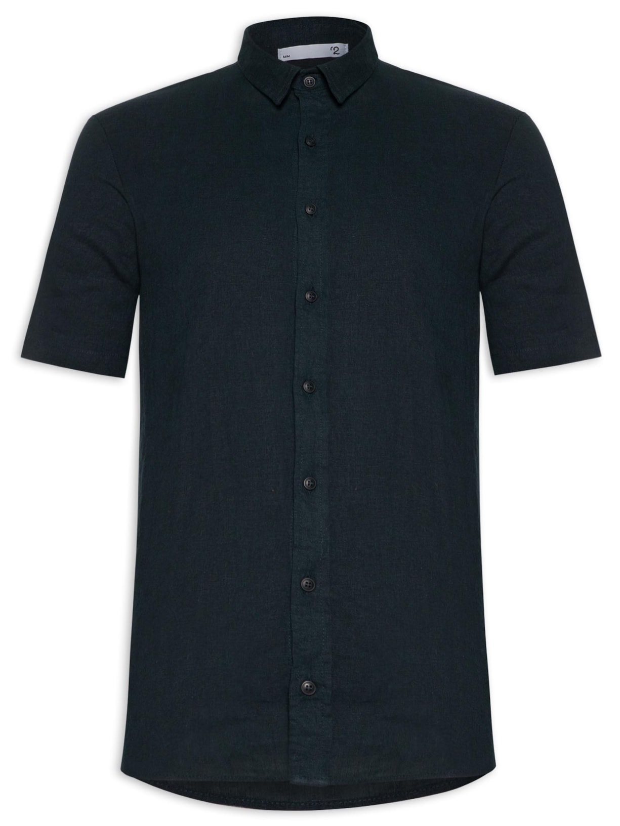 Camisa Masculina Manga Curta Linho - Azul