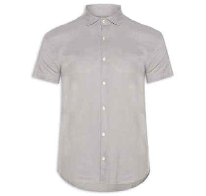 Camisa Masculina Manga Curta Linho - Cinza