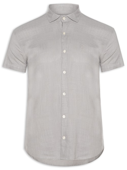 Camisa Masculina Manga Curta Linho - Cinza