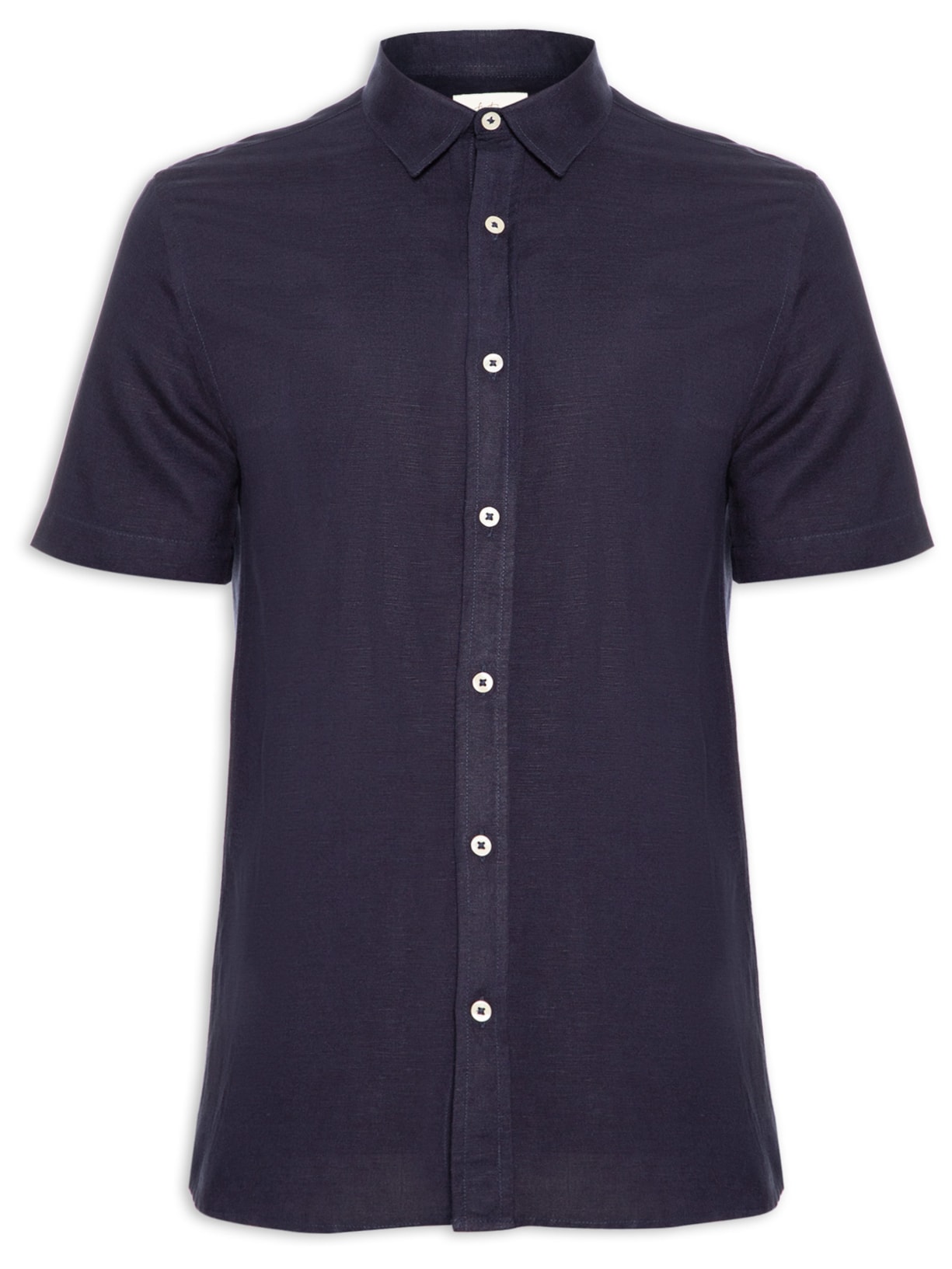 Camisa Masculina Manga Curta Linho Enseada - Azul