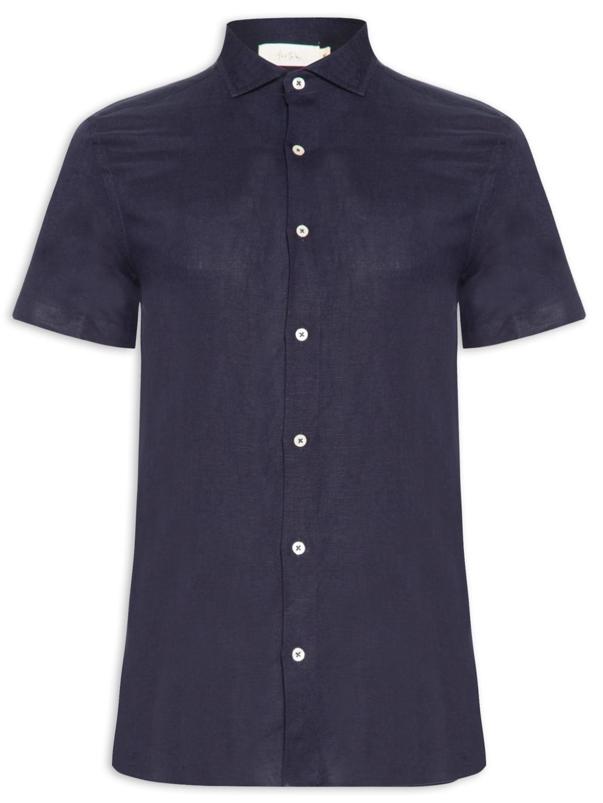 Camisa Masculina Manga Curta Linho Enseada New - Azul