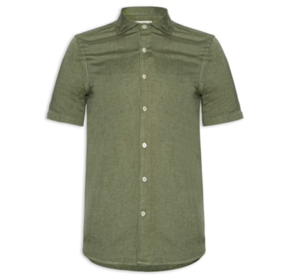 Camisa Masculina Manga Curta Linho Enseada New - Verde 