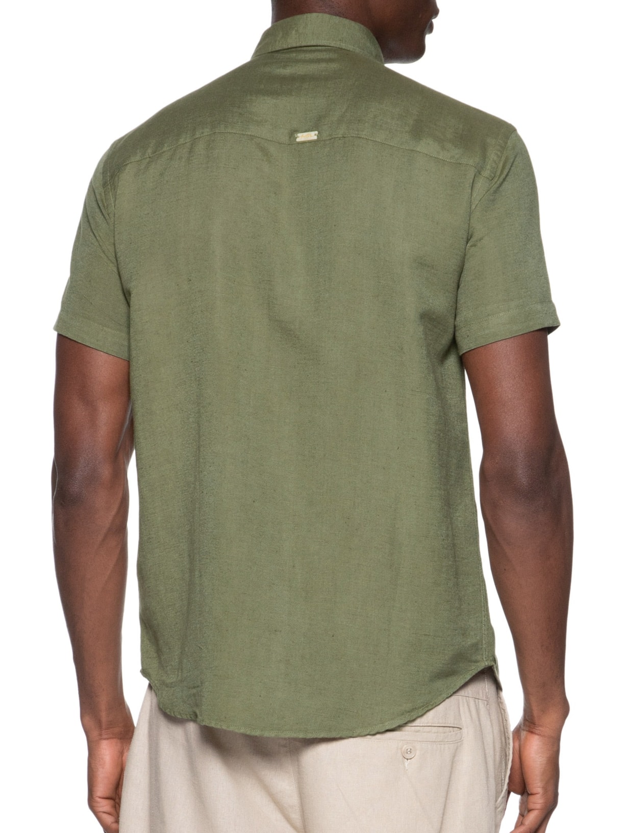 Camisa Masculina Manga Curta Linho Enseada New Verde  Foxton