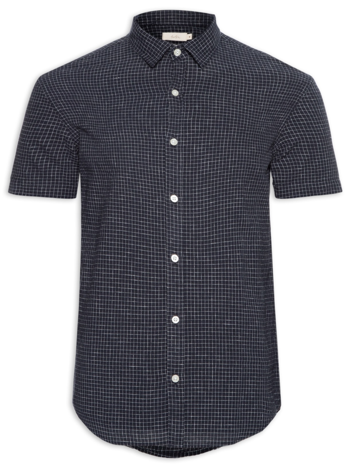 Camisa Masculina Manga Curta Linho Lucca Xadrez - Azul