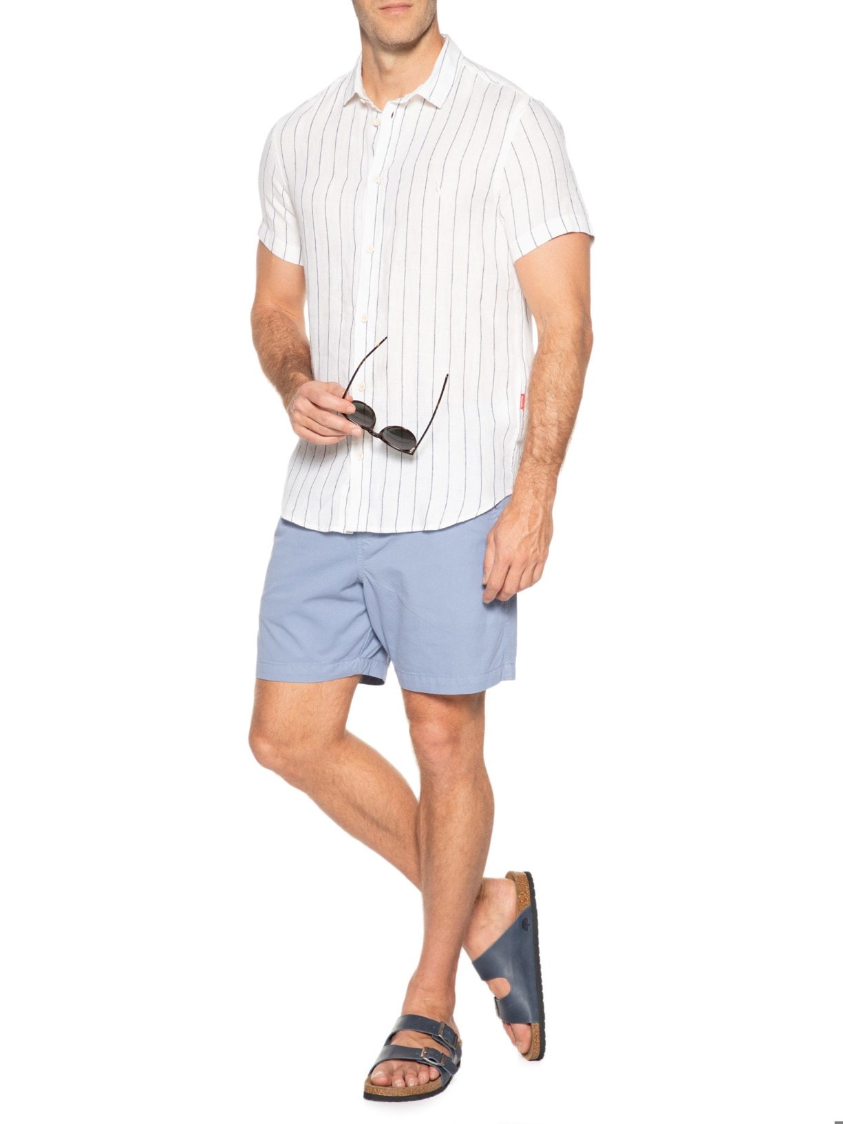 Camisa Masculina Manga Curta Linho Náutica - Off White